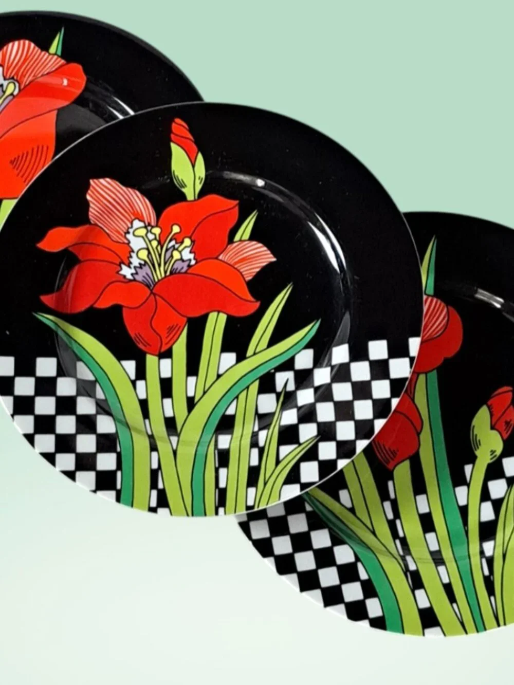 Vintage Fitz & Floyd Jardin Rouge side Bread plates Orchid Japan set of 3